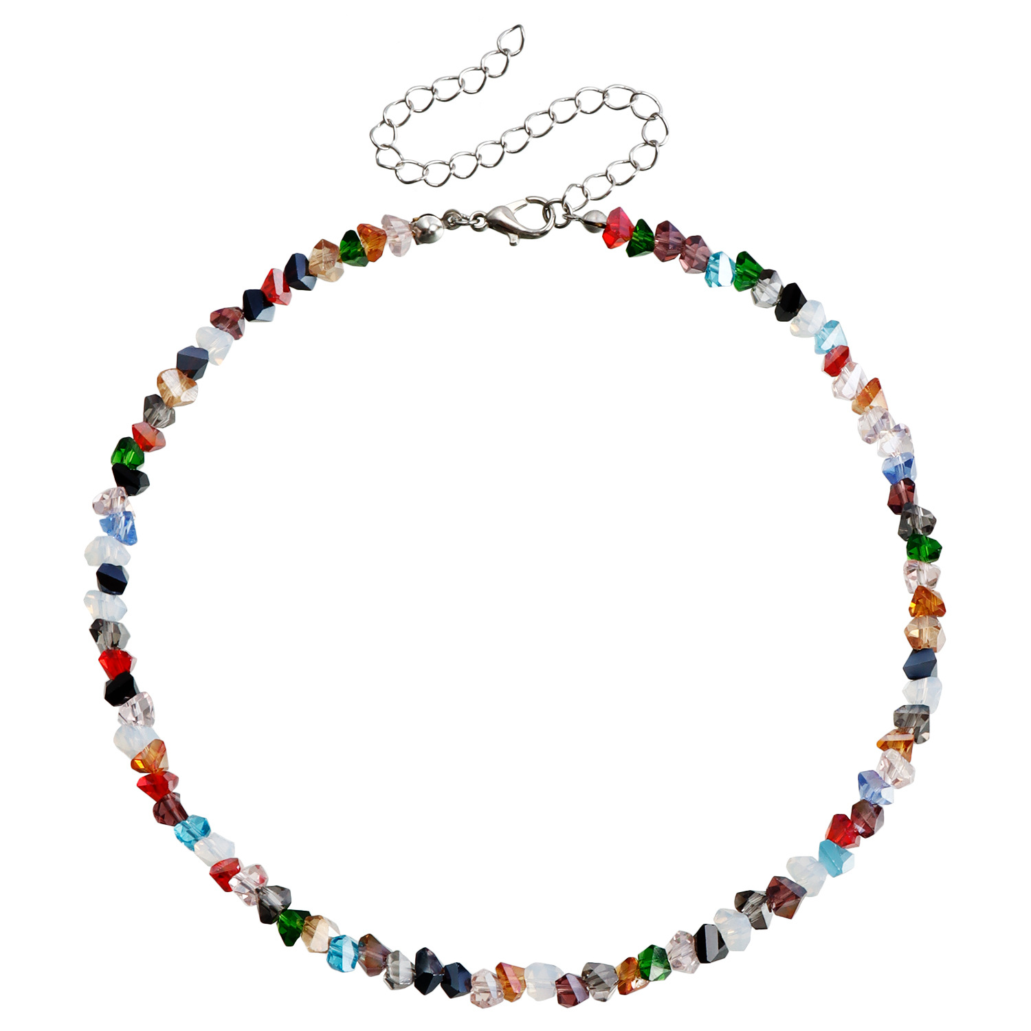 Multicolor Crystal Bicone Necklace – Sparkling Beaded Choker