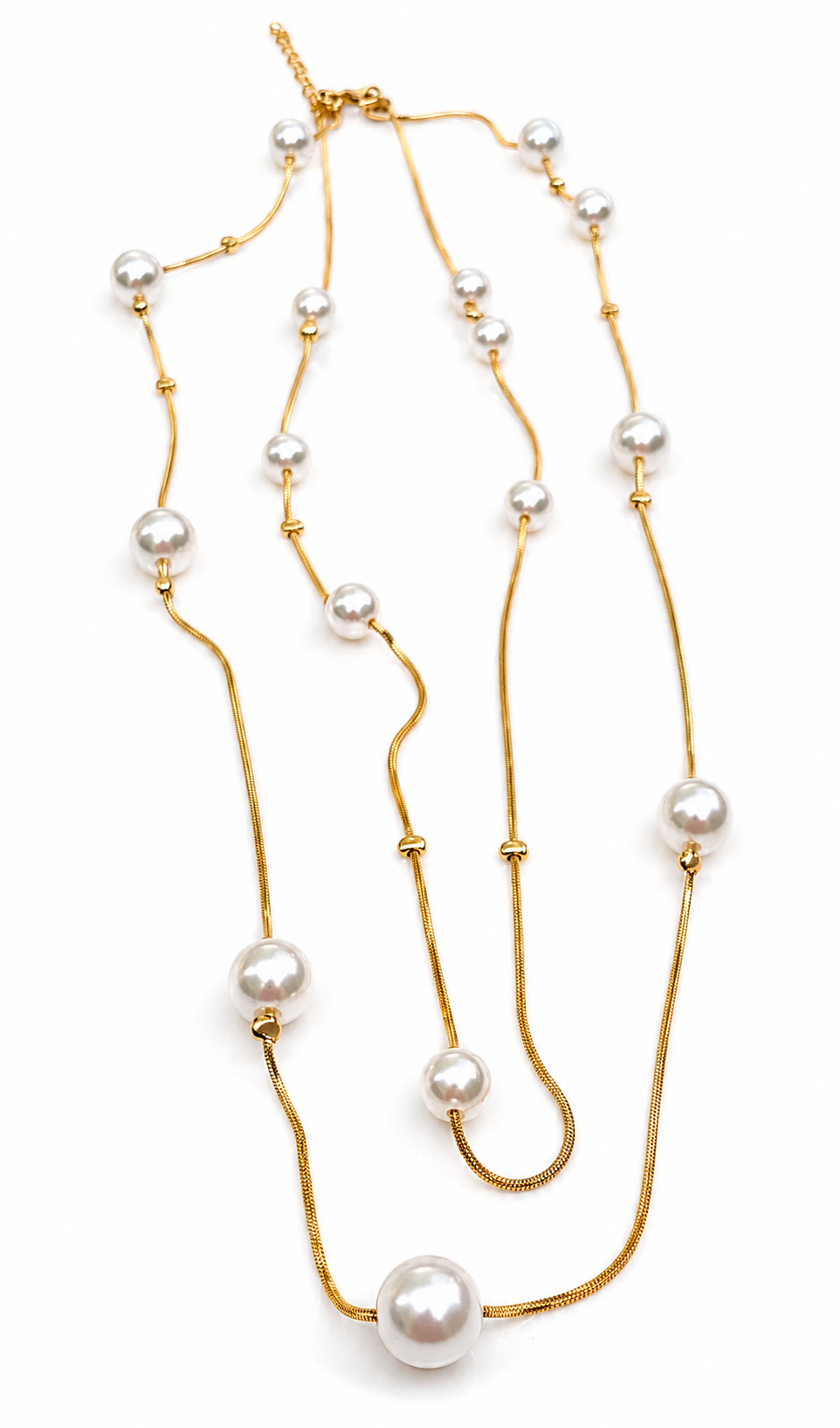 Multi-Strand Pearl Long Necklace – Layered Design