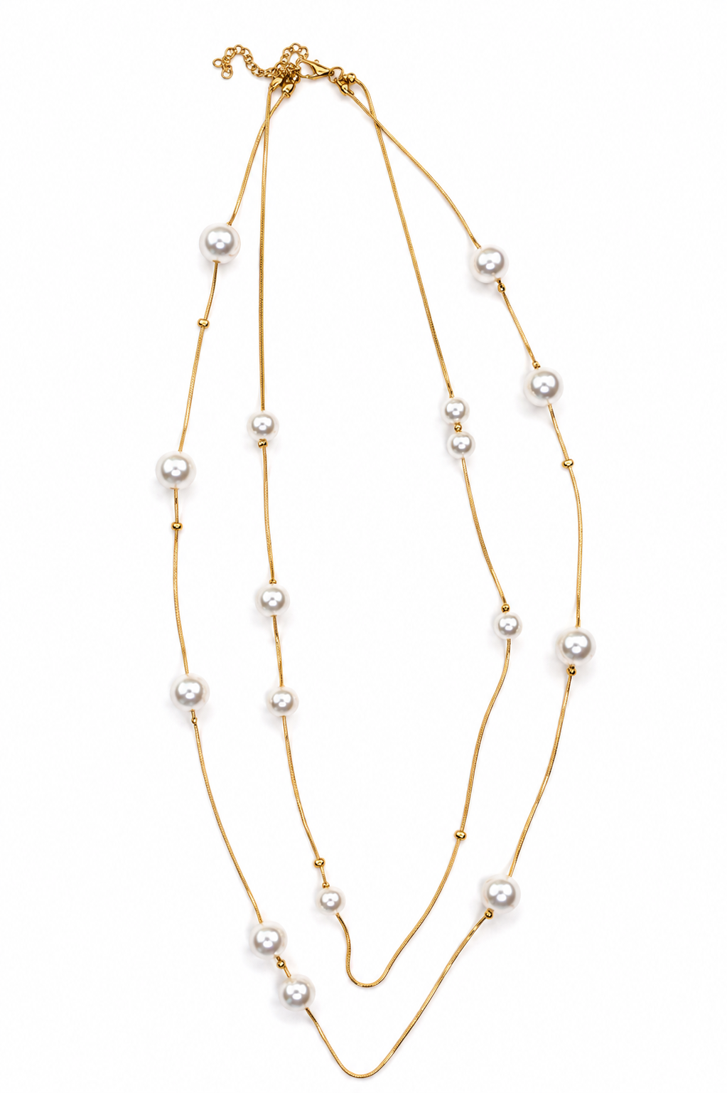 Multi-Strand Pearl Long Necklace – Layered Design