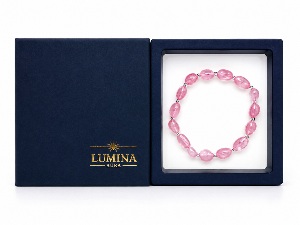Natural Rose Quartz Beaded Bracelet – Silver Accents