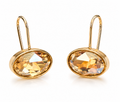 Champagne Oval Crystal Drop Earrings – Gold Tone