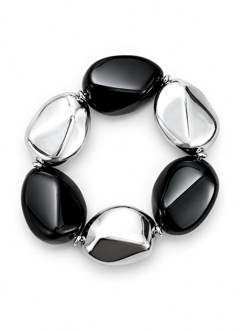 Black & Silver Beaded Bracelet – Statement Design