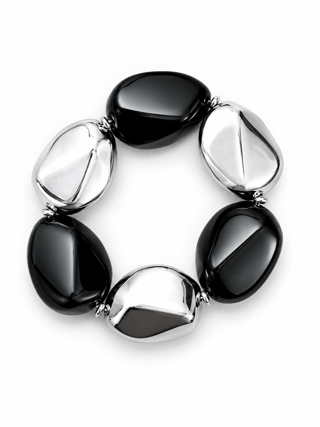 Black & Silver Beaded Bracelet – Statement Design