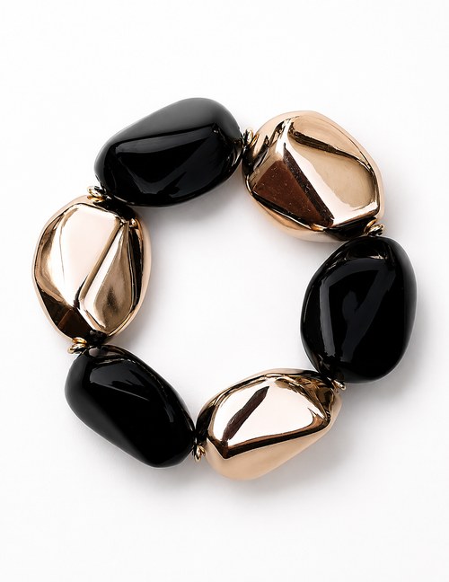 Black & Gold Beaded Bracelet – Statement Design