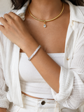 Sparkling Silver Plated Crystal Bangle – Double Row Design