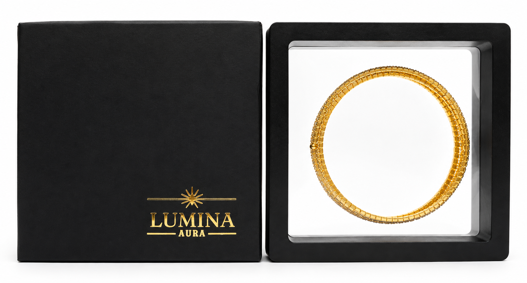 Gold Multi-Row Crystal Tennis Bangle Bracelet