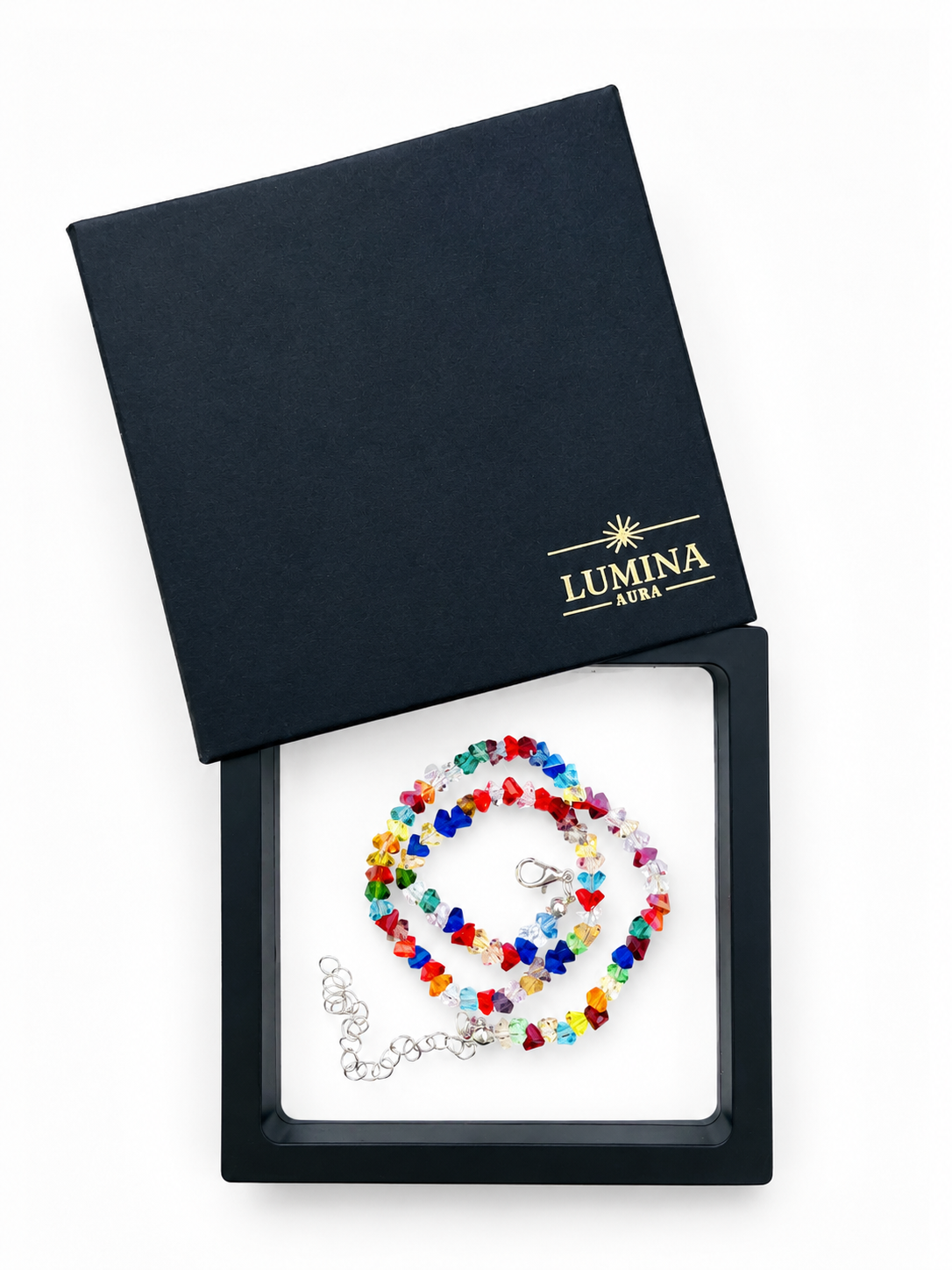Multicolor Crystal Bicone Necklace – Sparkling Beaded Choker
