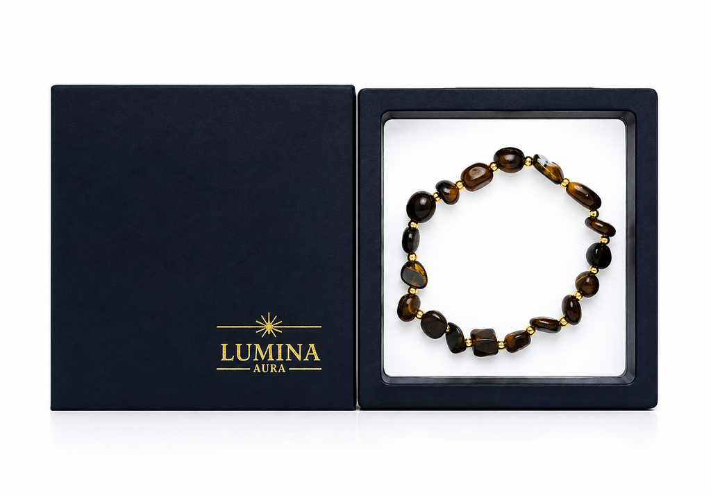 Natural Tiger’s Eye Beaded Bracelet – Gold Accents
