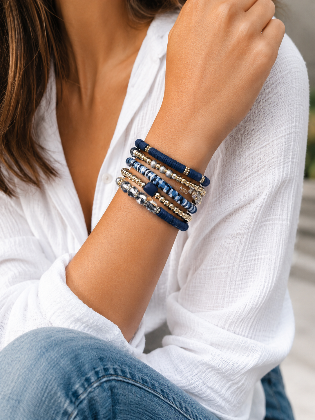 Boho Mixed Bracelet Set – 5 Pieces Stackable