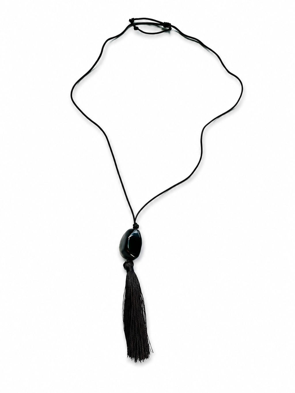 Black Tassel Pendant Long Necklace – Minimalist Style